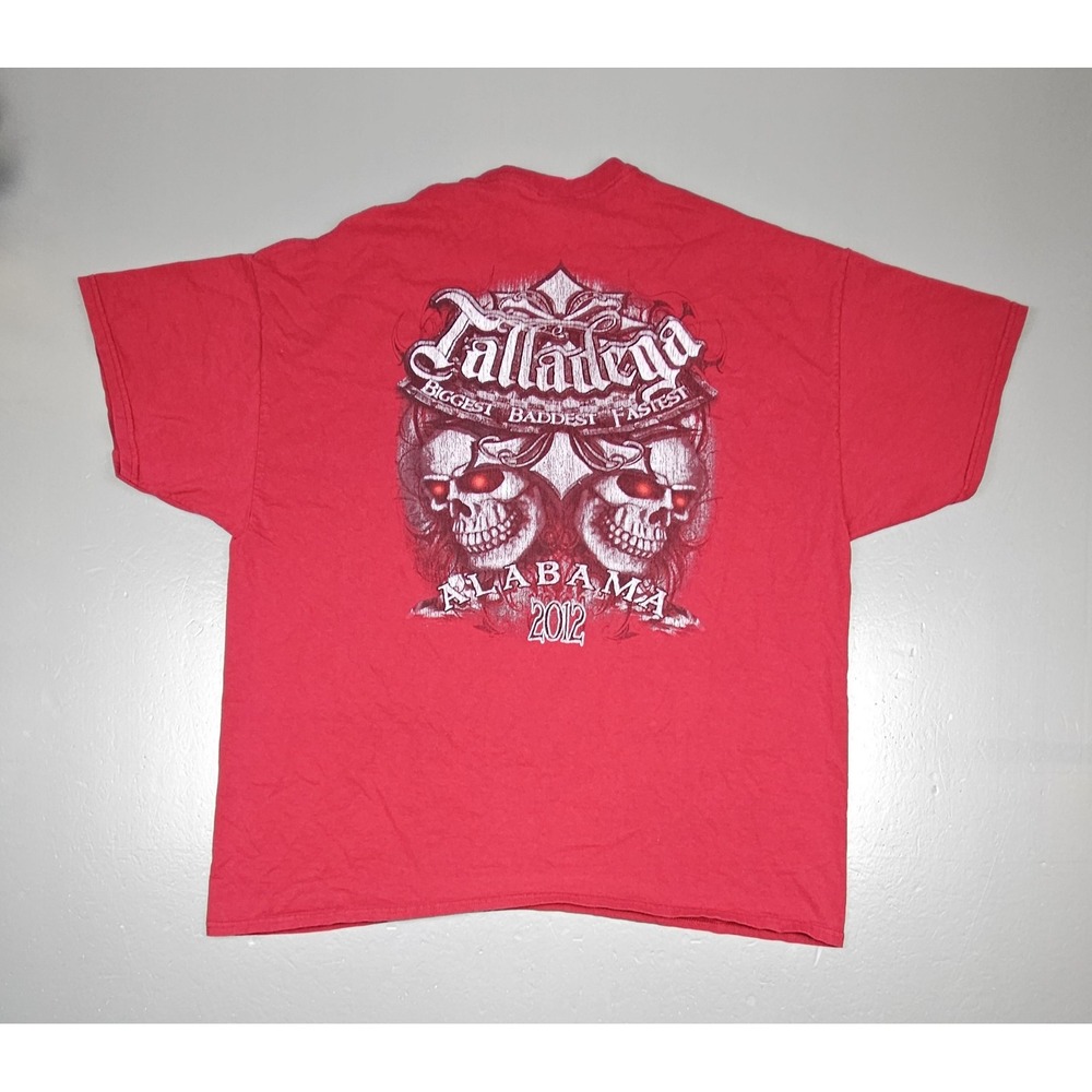 Talladega Alabama T-Shirt Mens 2XL. 2012 Biggest Baddest Fastest Skull Racetrack
